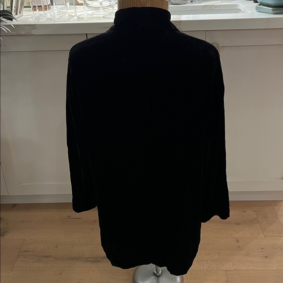 Eileen Fisher Classic Black Velvet Women's silk blend open front jacket - Picture 8 of 10